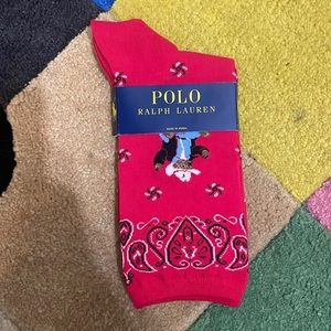 polo ralph lauren bandana bear crew socks - size 9-11